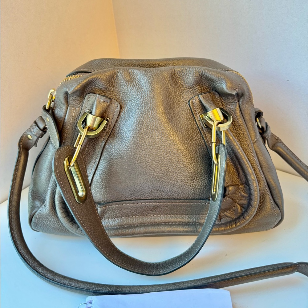 Chloe Metallic Gray Shoulder Bag